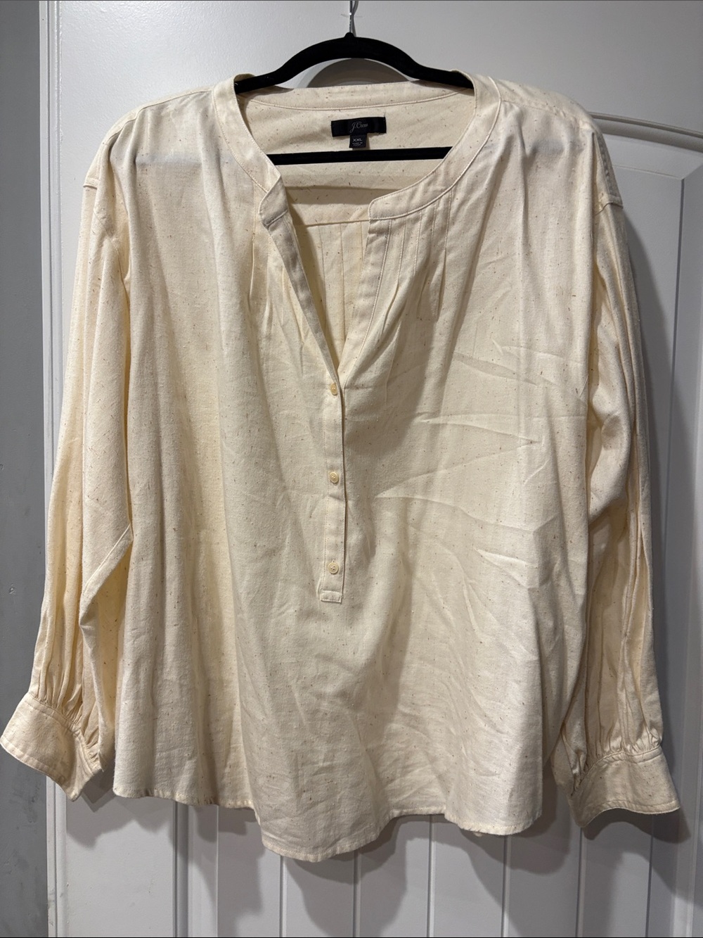 J. Crew Cream Button-Front Long Sleeve Blouse